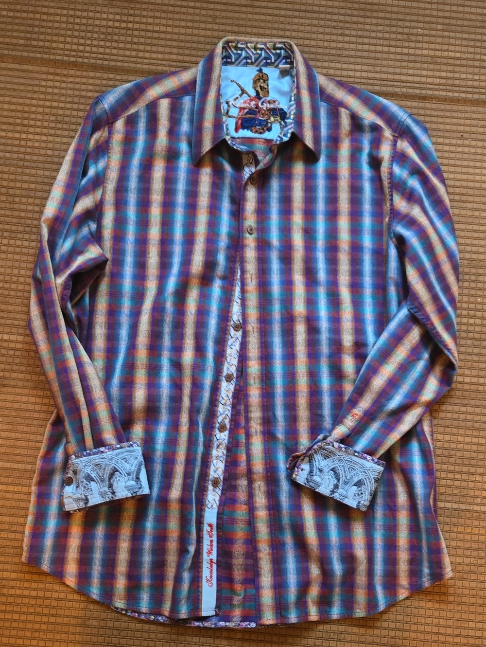 ROBERT GRAHAM Sz LT Shirt Classic Fit Button Cotton Flip Cuffs Modern EUC
